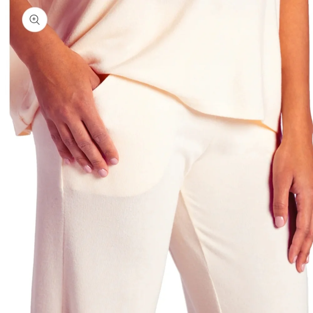 Ultra Soft Dream Jersey Cowl Neck Lounge Set in Cream Size Large
